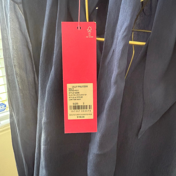 Women's Lilly Pulitzer Long Sleeve Top Size 2 Blue - Picture 5 of 10